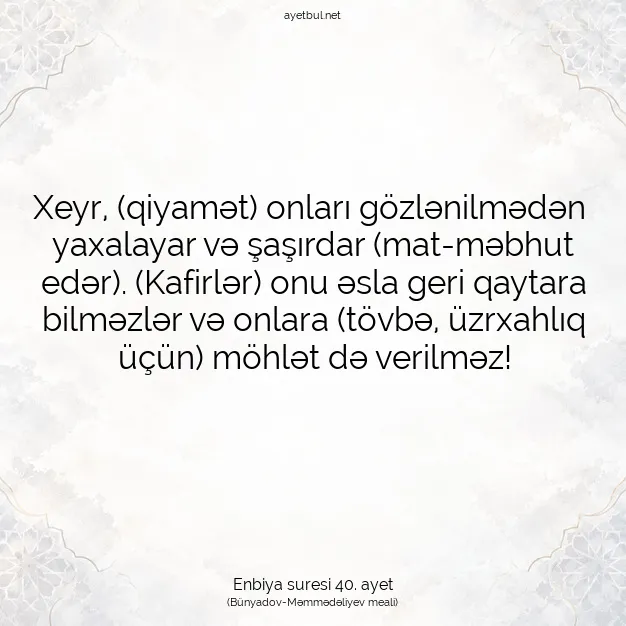 Ayetbul | Kuran Mealleri | Quran | Enbiya suresi 40. ayet