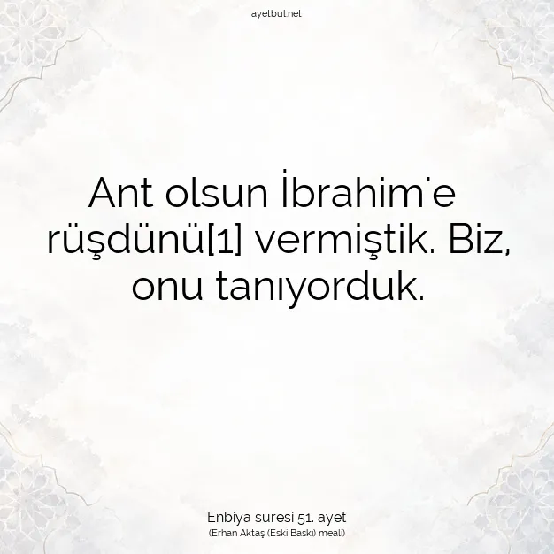 Ayetbul | Kuran Mealleri | Quran | Enbiya suresi 51. ayet