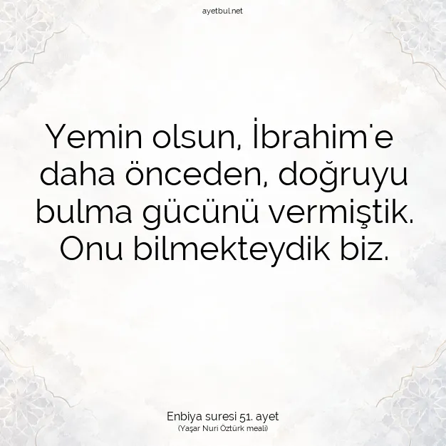 Ayetbul | Kuran Mealleri | Quran | Enbiya suresi 51. ayet