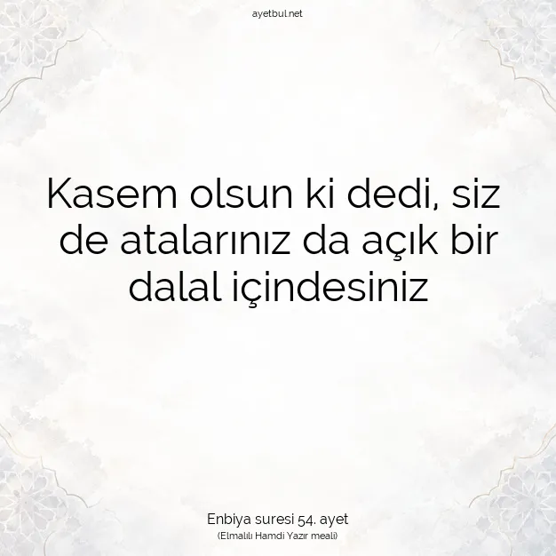 Ayetbul | Kuran Mealleri | Quran | Enbiya suresi 54. ayet