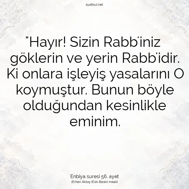Ayetbul | Kuran Mealleri | Quran | Enbiya suresi 56. ayet
