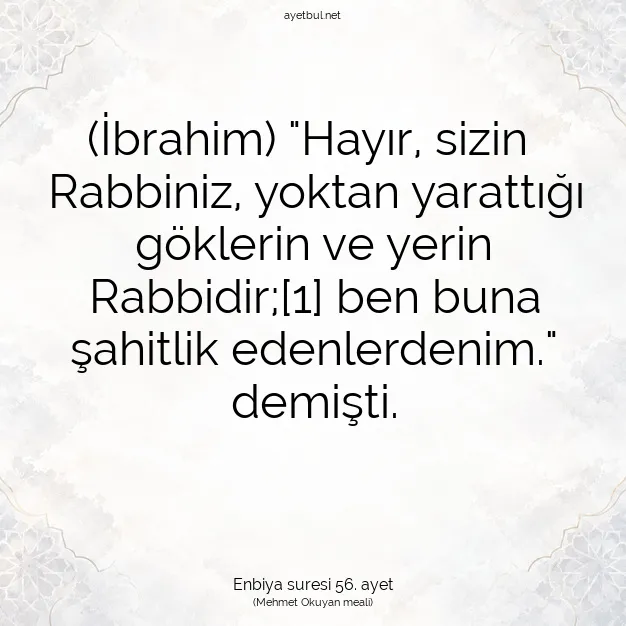 Ayetbul | Kuran Mealleri | Quran | Enbiya suresi 56. ayet