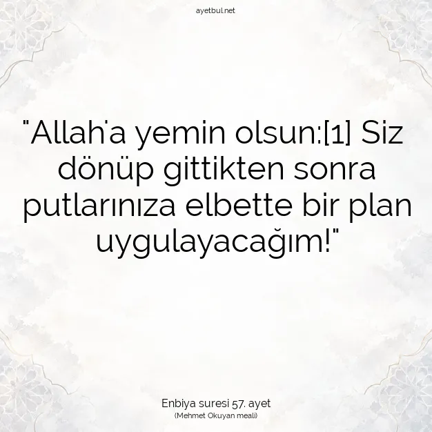 Ayetbul | Kuran Mealleri | Quran | Enbiya suresi 57. ayet