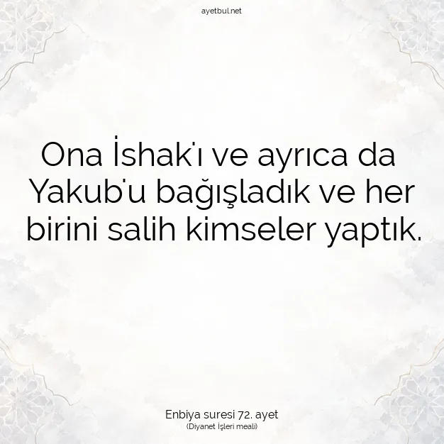 Ayetbul | Kuran Mealleri | Quran | Enbiya suresi 72. ayet