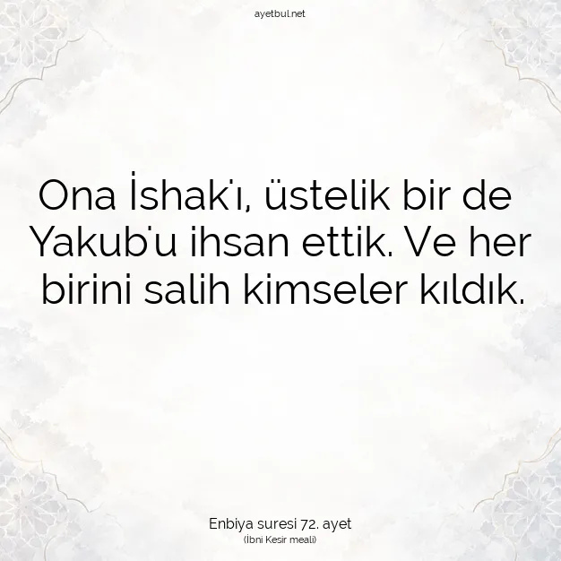 Ayetbul | Kuran Mealleri | Quran | Enbiya suresi 72. ayet