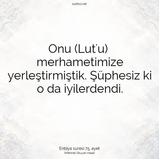 Ayetbul | Kuran Mealleri | Quran | Enbiya suresi 75. ayet