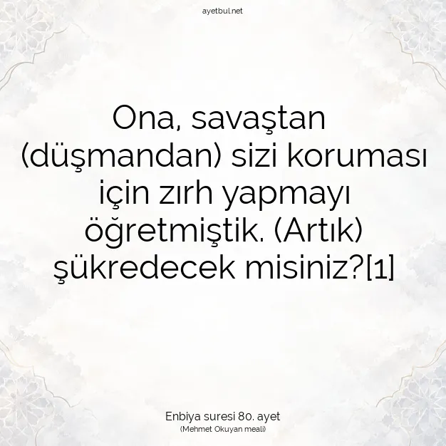 Ayetbul | Kuran Mealleri | Quran | Enbiya suresi 80. ayet