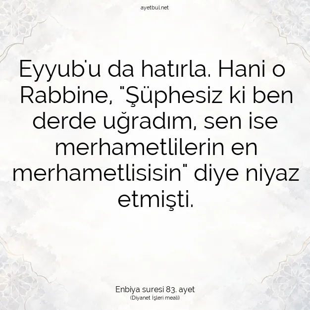 Ayetbul | Kuran Mealleri | Quran | Enbiya suresi 83. ayet