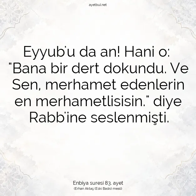 Ayetbul | Kuran Mealleri | Quran | Enbiya suresi 83. ayet