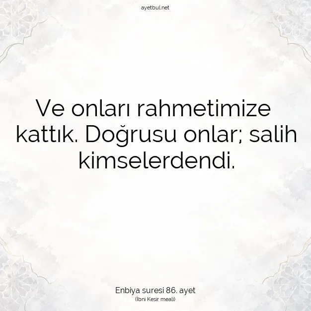 Ayetbul | Kuran Mealleri | Quran | Enbiya suresi 86. ayet
