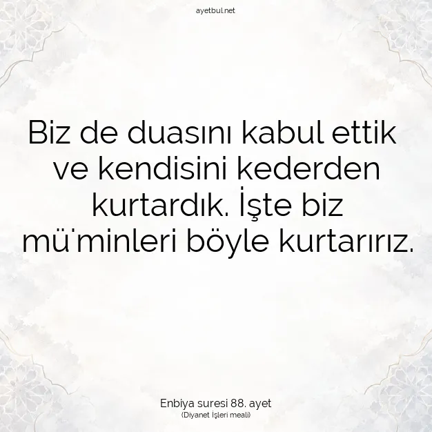 Ayetbul | Kuran Mealleri | Quran | Enbiya suresi 88. ayet