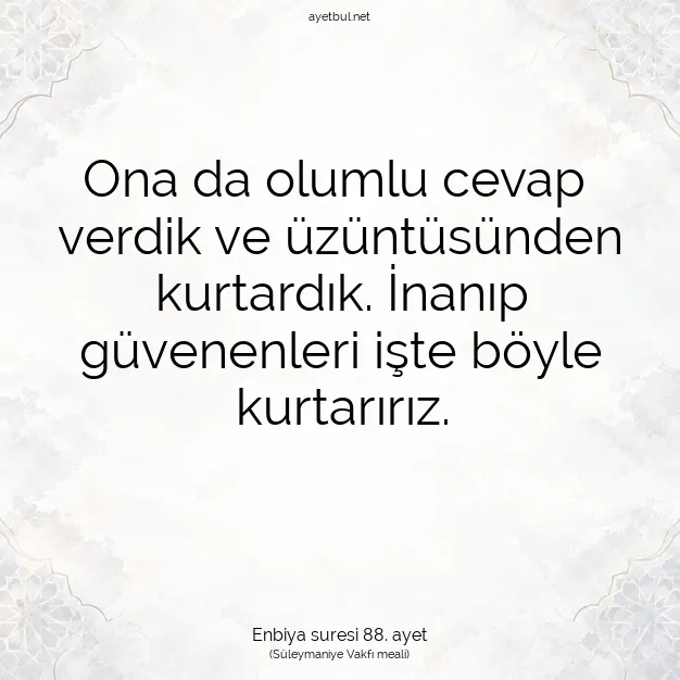 Ayetbul | Kuran Mealleri | Quran | Enbiya suresi 88. ayet