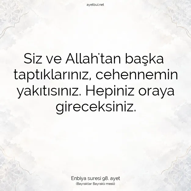 Ayetbul | Kuran Mealleri | Quran | Enbiya suresi 98. ayet