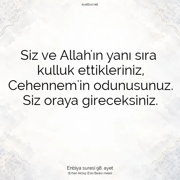 Ayetbul | Kuran Mealleri | Quran | Enbiya suresi 98. ayet