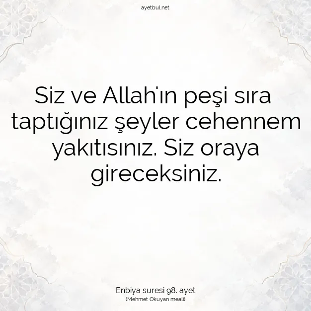 Ayetbul | Kuran Mealleri | Quran | Enbiya suresi 98. ayet