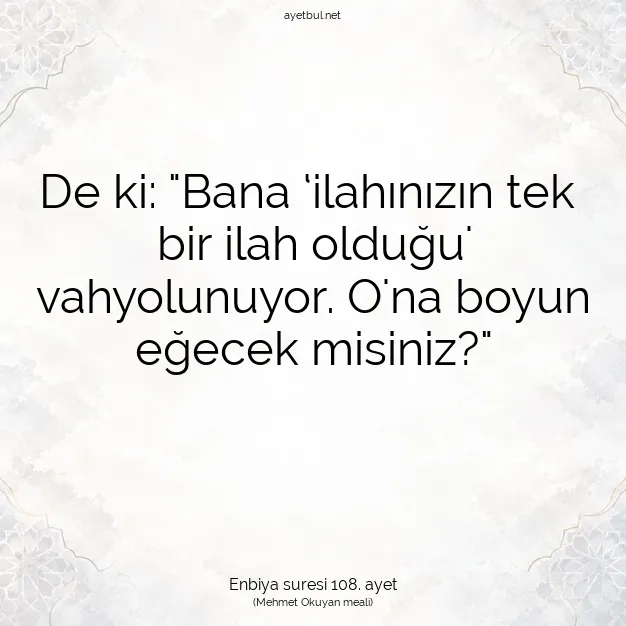 Ayetbul | Kuran Mealleri | Quran | Enbiya suresi 108. ayet