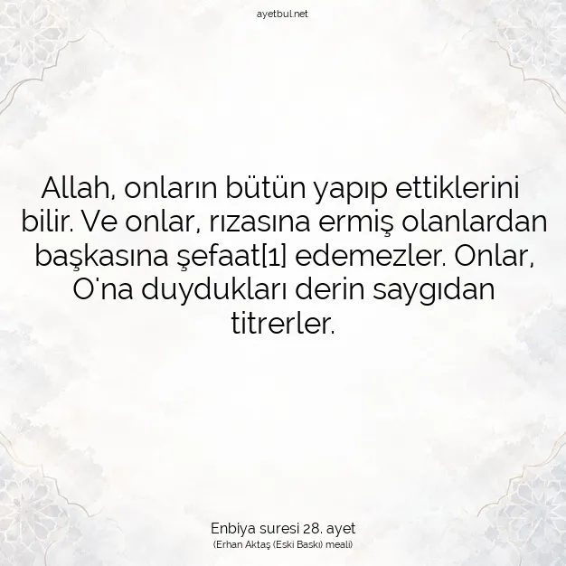 Ayetbul | Kuran Mealleri | Quran | Enbiya suresi 28. ayet