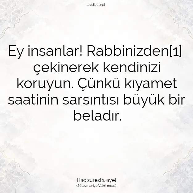 Ayetbul | Kuran Mealleri | Quran | Hac suresi 1. ayet