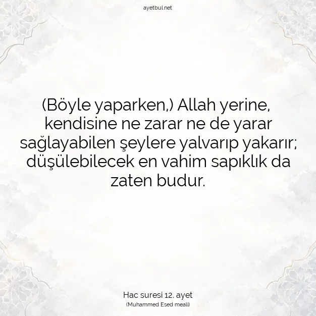 Ayetbul | Kuran Mealleri | Quran | Hac suresi 12. ayet