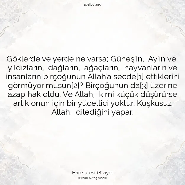 Ayetbul | Kuran Mealleri | Quran | Hac suresi 18. ayet