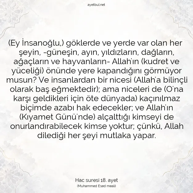 Ayetbul | Kuran Mealleri | Quran | Hac suresi 18. ayet