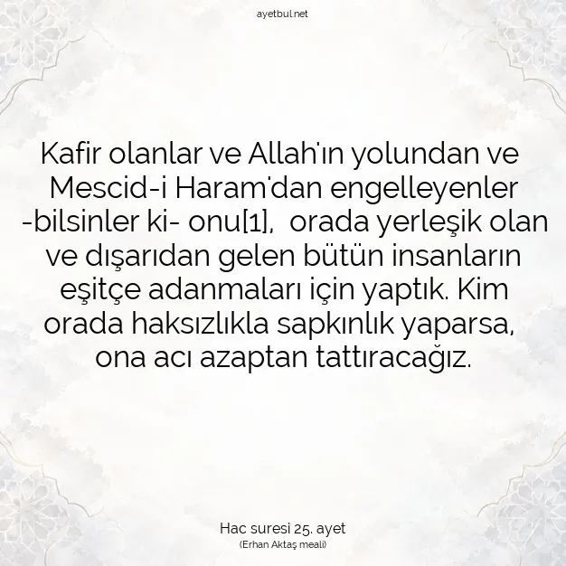 Ayetbul | Kuran Mealleri | Quran | Hac suresi 25. ayet