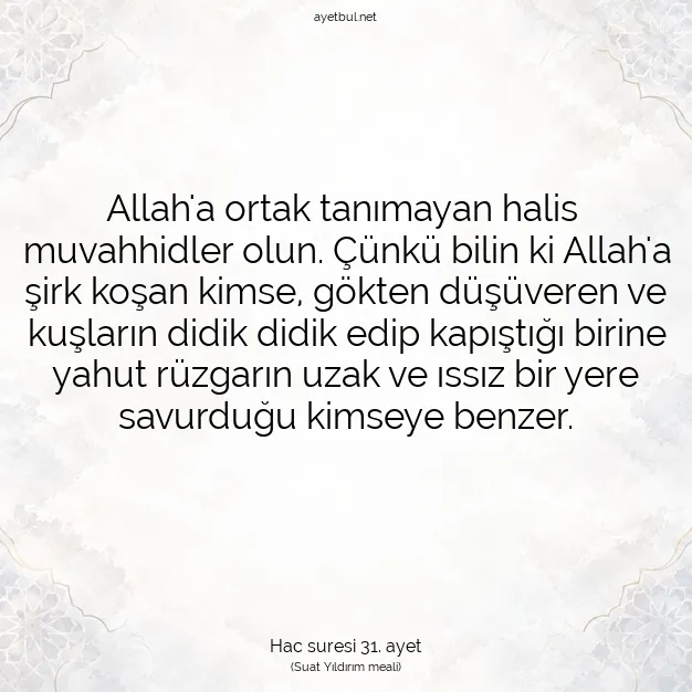Ayetbul | Kuran Mealleri | Quran | Hac suresi 31. ayet