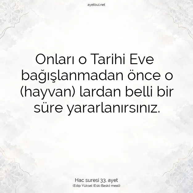 Ayetbul | Kuran Mealleri | Quran | Hac suresi 33. ayet