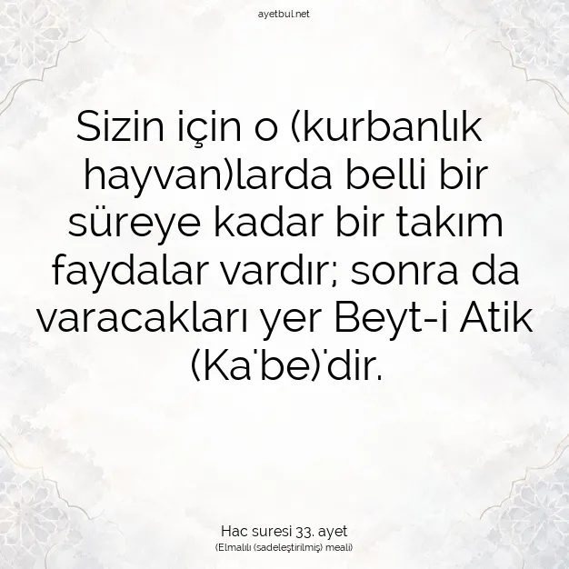 Ayetbul | Kuran Mealleri | Quran | Hac suresi 33. ayet