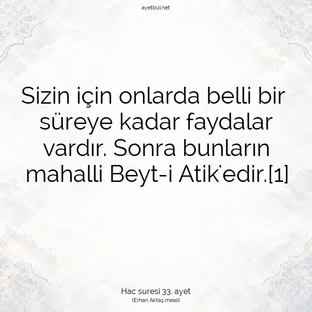 Ayetbul | Kuran Mealleri | Quran | Hac suresi 33. ayet