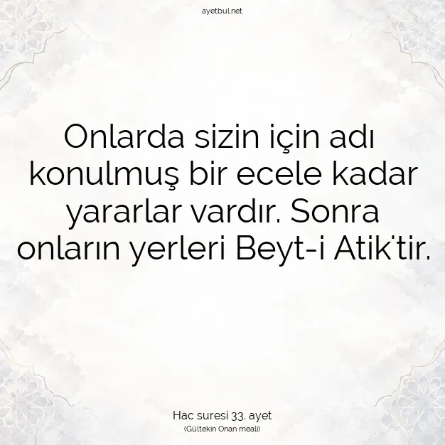 Ayetbul | Kuran Mealleri | Quran | Hac suresi 33. ayet