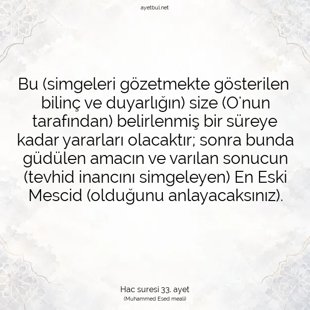 Ayetbul | Kuran Mealleri | Quran | Hac suresi 33. ayet