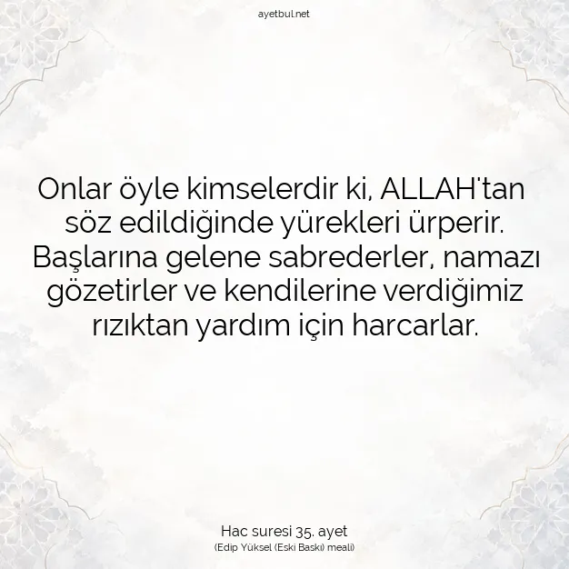 Ayetbul | Kuran Mealleri | Quran | Hac suresi 35. ayet