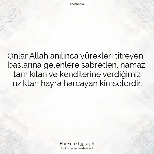 Ayetbul | Kuran Mealleri | Quran | Hac suresi 35. ayet