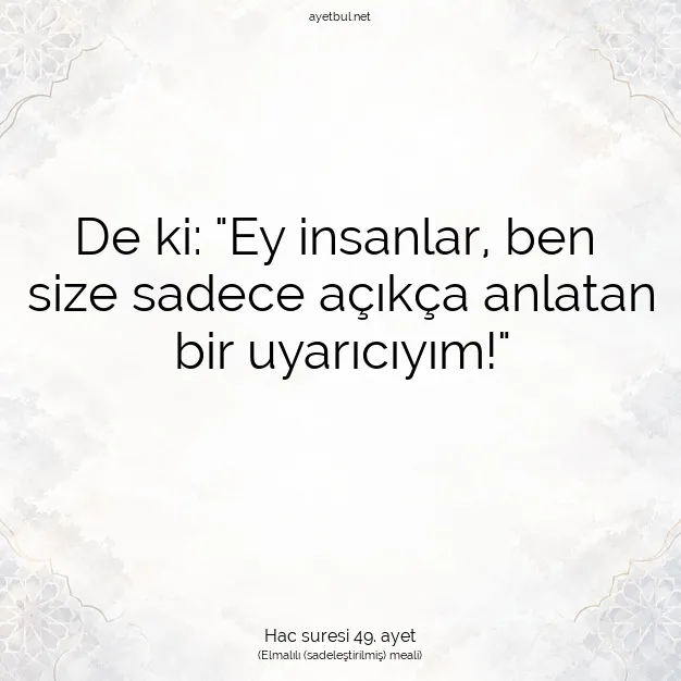 Ayetbul | Kuran Mealleri | Quran | Hac suresi 49. ayet