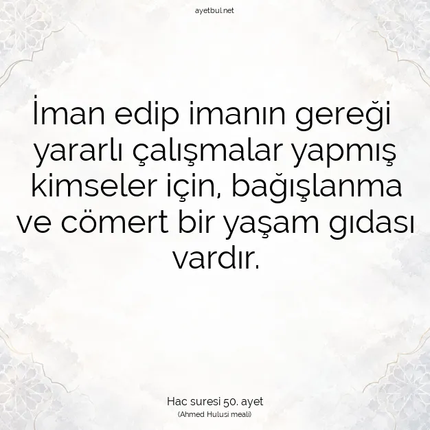 Ayetbul | Kuran Mealleri | Quran | Hac suresi 50. ayet
