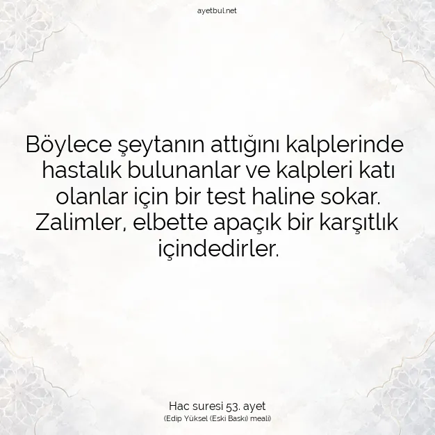 Ayetbul | Kuran Mealleri | Quran | Hac suresi 53. ayet