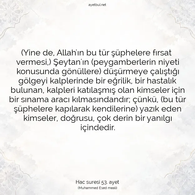 Ayetbul | Kuran Mealleri | Quran | Hac suresi 53. ayet