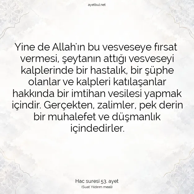 Ayetbul | Kuran Mealleri | Quran | Hac suresi 53. ayet