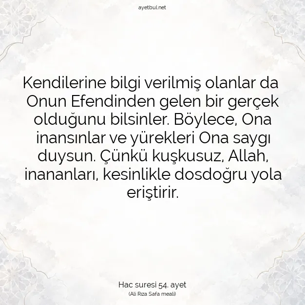 Ayetbul | Kuran Mealleri | Quran | Hac suresi 54. ayet