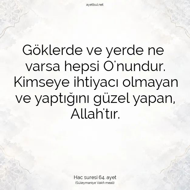Ayetbul | Kuran Mealleri | Quran | Hac suresi 64. ayet