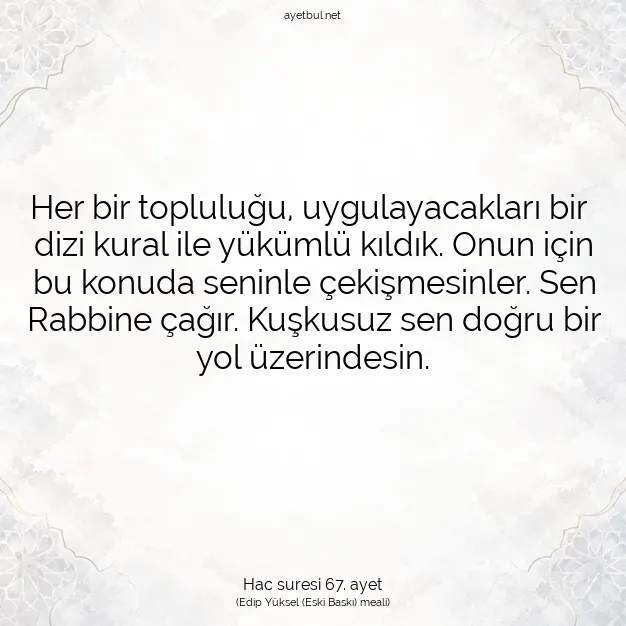Ayetbul | Kuran Mealleri | Quran | Hac suresi 67. ayet
