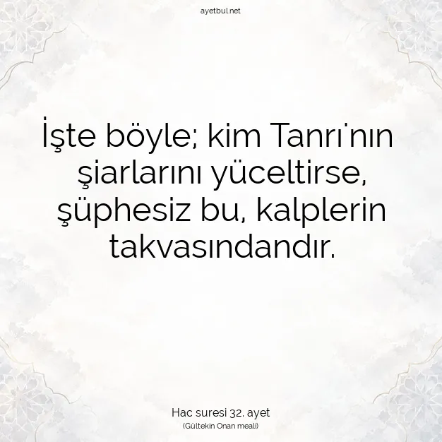 Ayetbul | Kuran Mealleri | Quran | Hac suresi 32. ayet