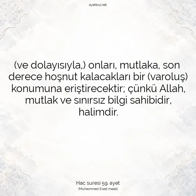 Ayetbul | Kuran Mealleri | Quran | Hac suresi 59. ayet