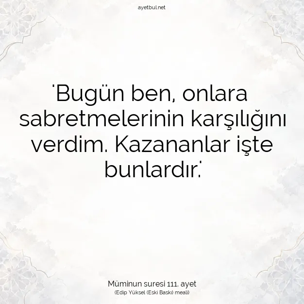 Ayetbul | Kuran Mealleri | Quran | Müminun suresi 111. ayet