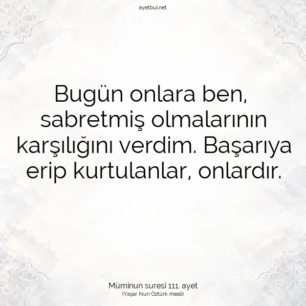 Ayetbul | Kuran Mealleri | Quran | Müminun suresi 111. ayet