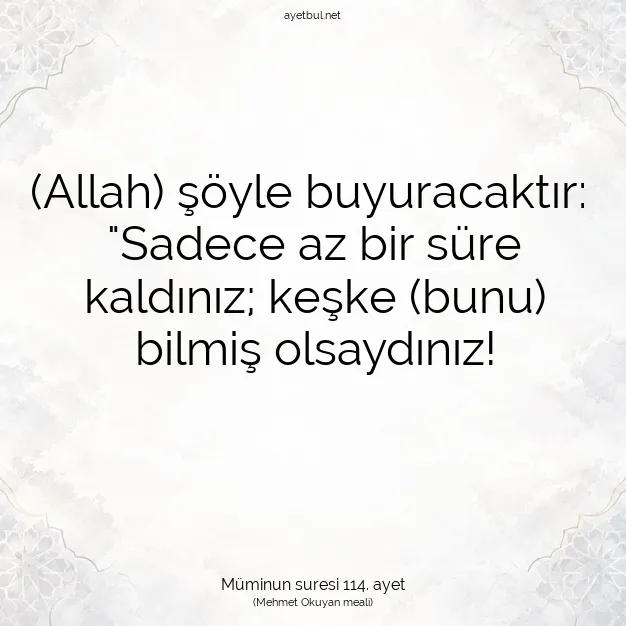 Ayetbul | Kuran Mealleri | Quran | Müminun suresi 114. ayet