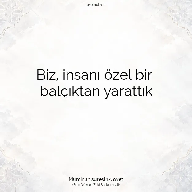 Ayetbul | Kuran Mealleri | Quran | Müminun suresi 12. ayet