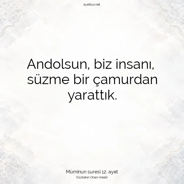 Ayetbul | Kuran Mealleri | Quran | Müminun suresi 12. ayet