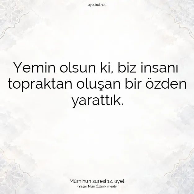Ayetbul | Kuran Mealleri | Quran | Müminun suresi 12. ayet